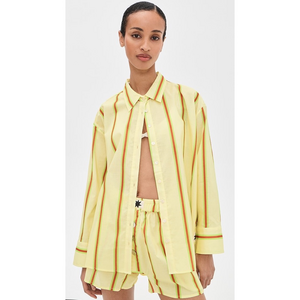 Ciao Ciao Vacation Sandy Stripe Vines Shirt in Yellow